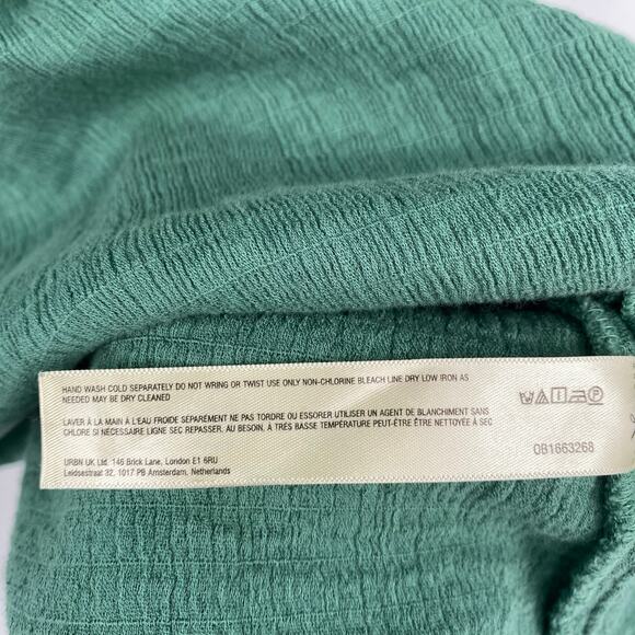 Free People Women's Green Crepe Deep V Neckline Mini Dress Size Small Altered - Picture 12 of 12